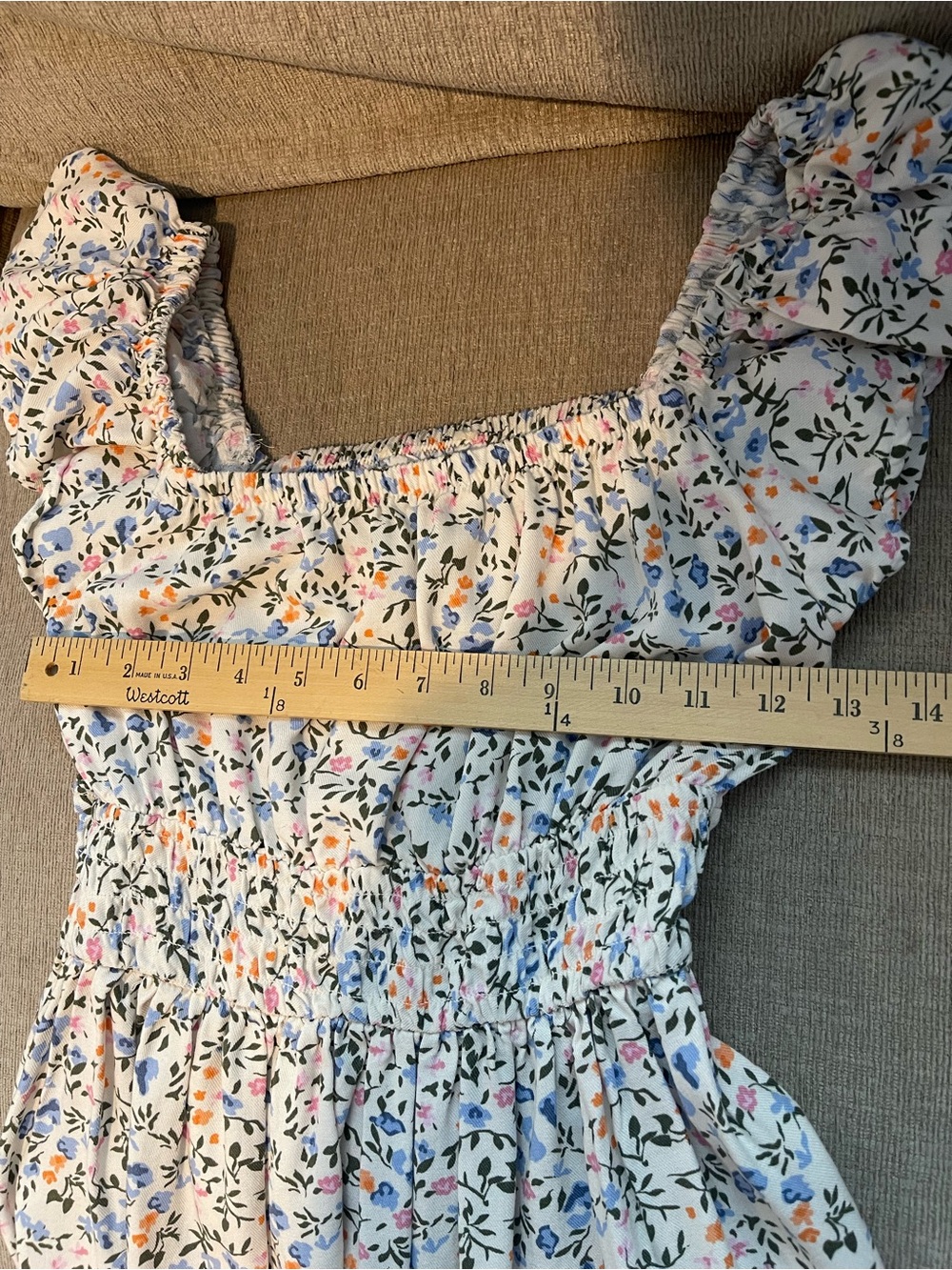 Jessica Simpson Girls Cream Dress with Blue and Peach Floral Print XL (14/16) - Picture 11 of 12